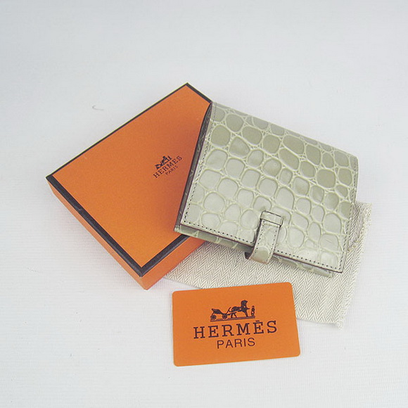 Cheap Replica Hermes Gray Crocodile Veins Wallet H006